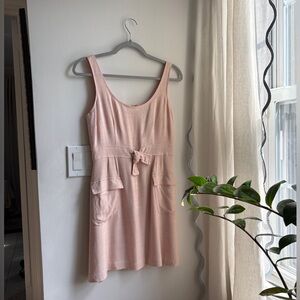 Vintage Cynthia Rowley light pink dress size 6 with pockets and bow detail